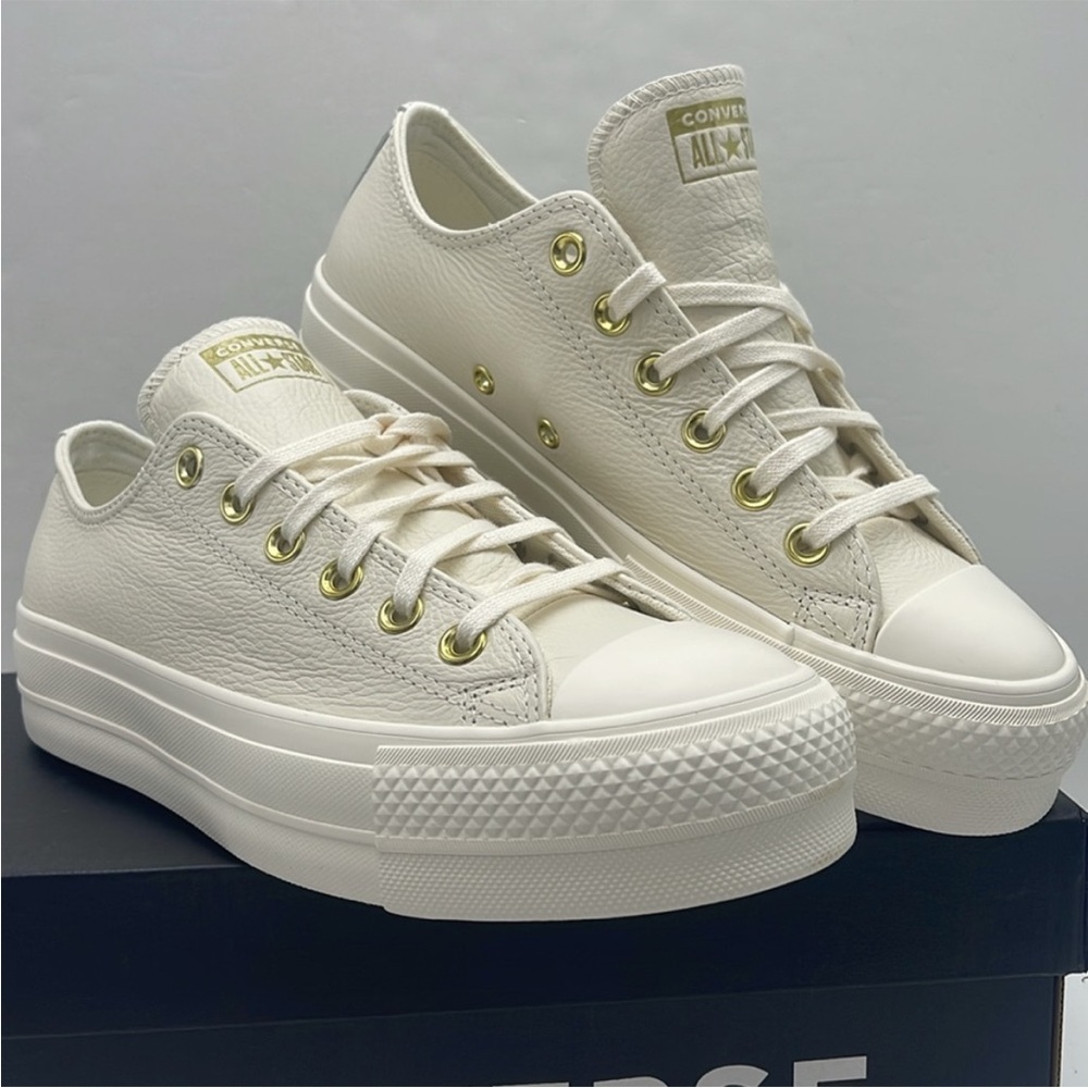 NEW Converse x Chuck Taylor All Star Classic Lift Egret Gold Size 10 Shoes